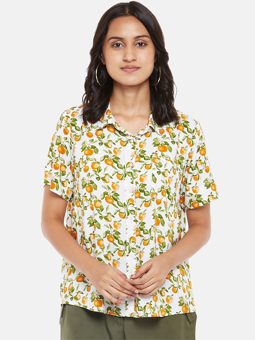 

Honey by Pantaloons Women White Floral Printed Casual Shirt