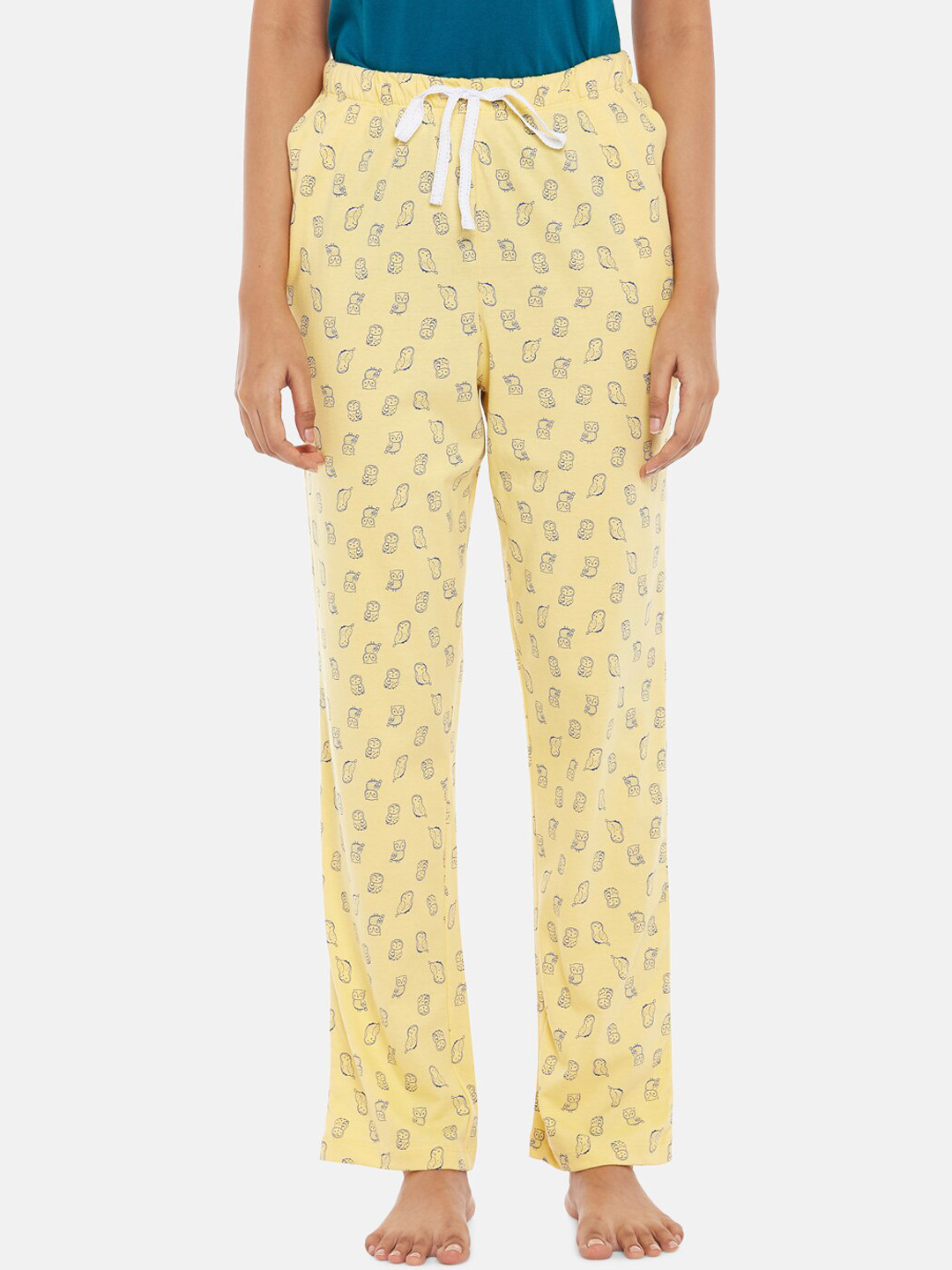 

Dreamz by Pantaloons Women Yellow & Blue Printed Lounge Pants
