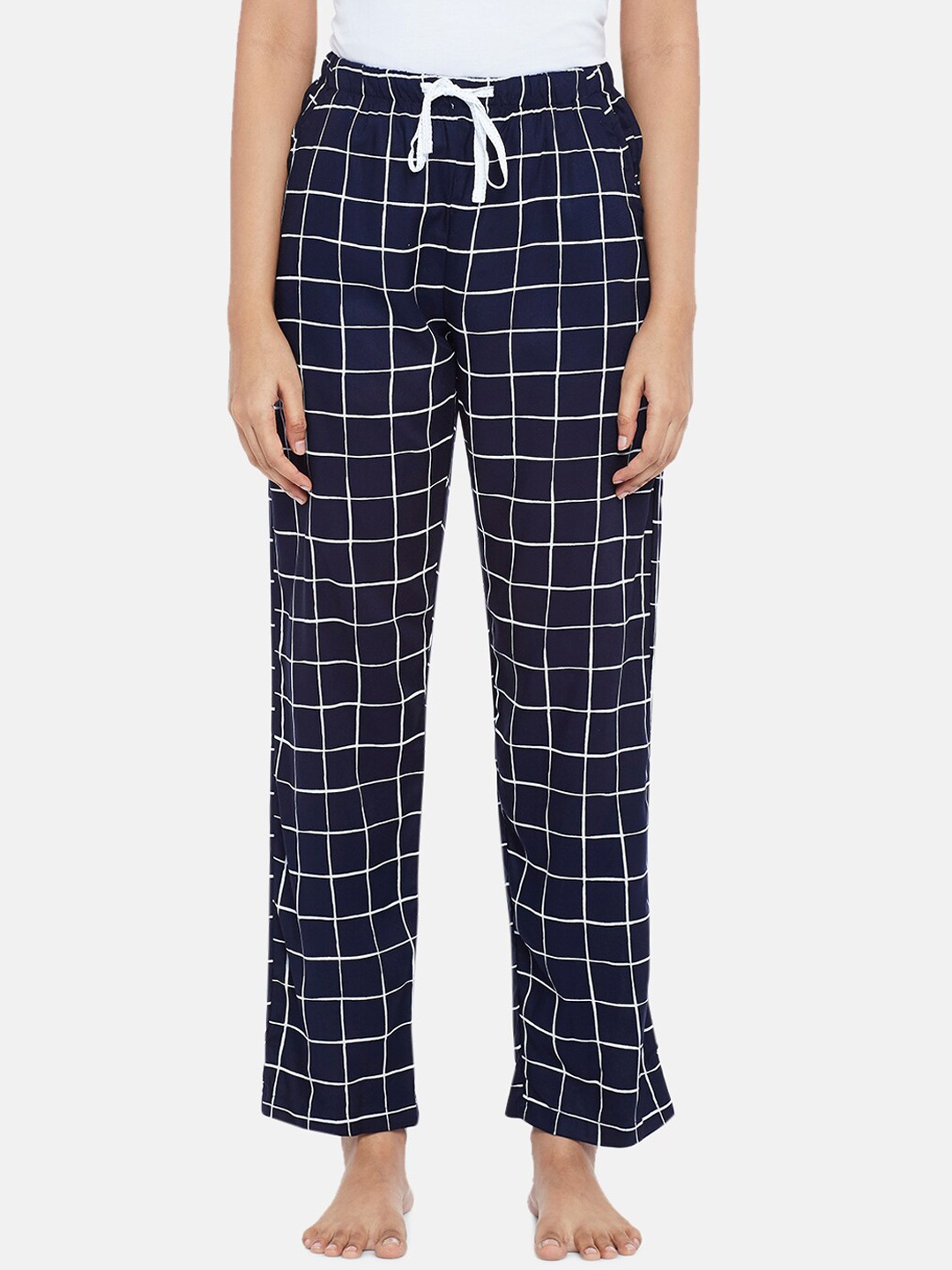 

Dreamz by Pantaloons Women Navy Blue & White Checked Lounge Pants
