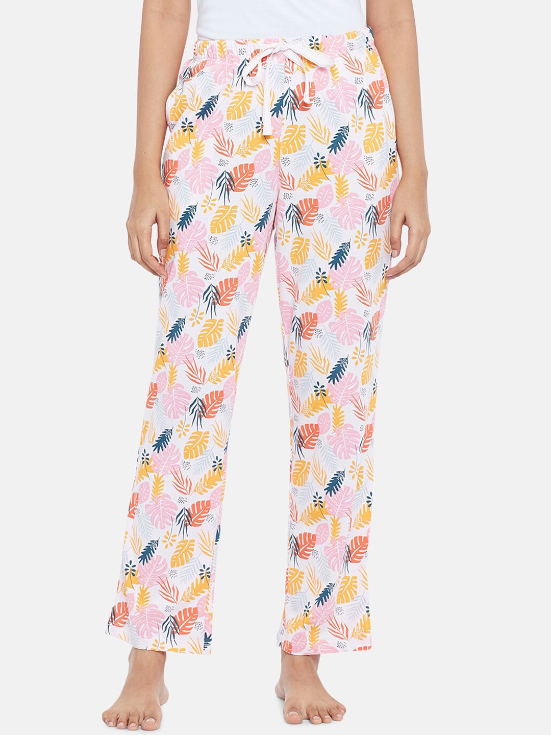 

Dreamz by Pantaloons Women White & Pink Printed Lounge Pants