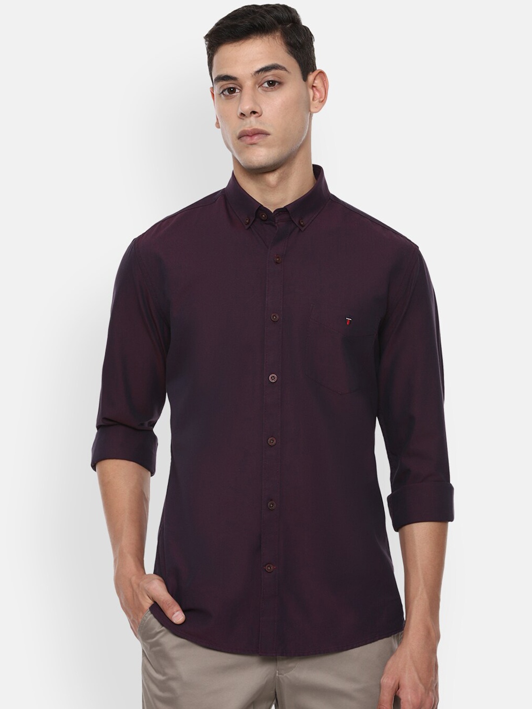 

Louis Philippe Sport Men Purple Slim Fit Opaque Pure Cotton Casual Shirt