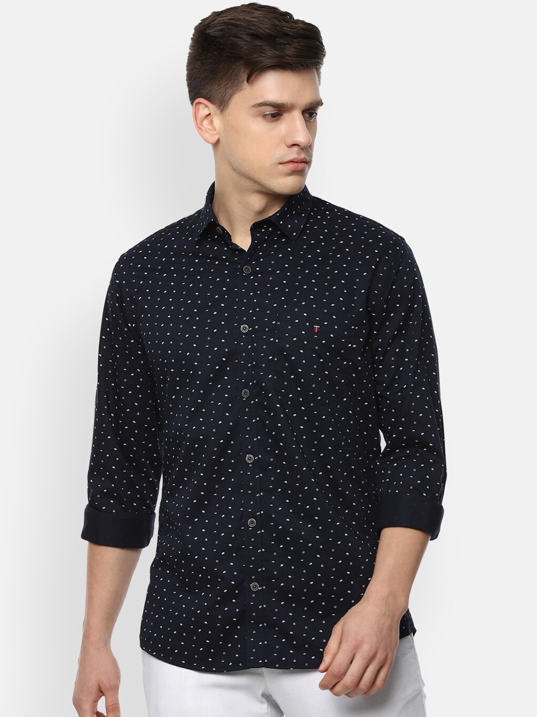 

Louis Philippe Sport Men Navy Blue Slim Fit Opaque Printed Pure Cotton Casual Shirt