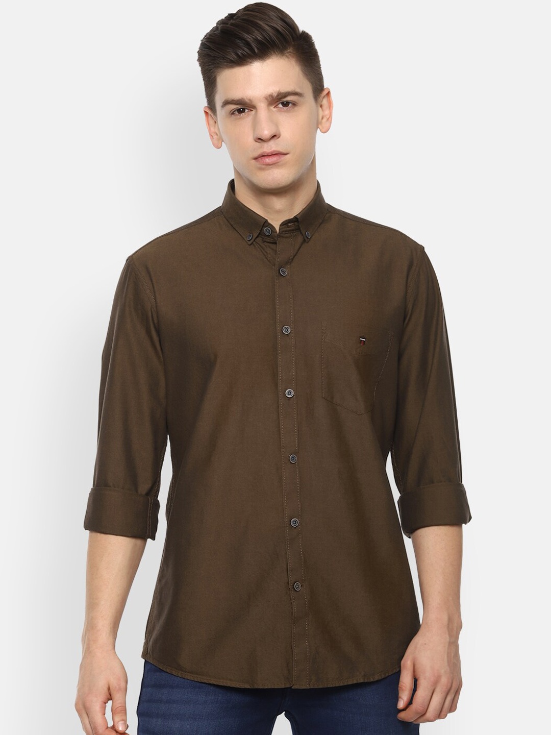 

Louis Philippe Sport Men Brown Slim Fit Opaque Cotton Casual Shirt