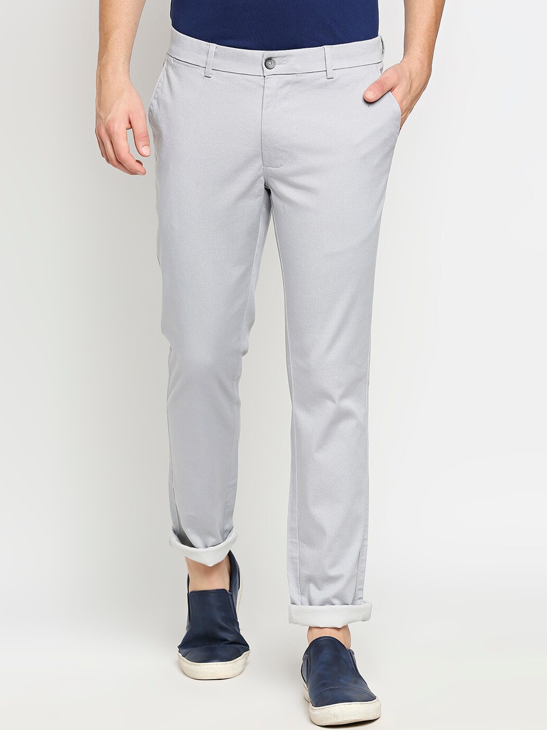 

Basics Men Grey Tapered Fit Trousers