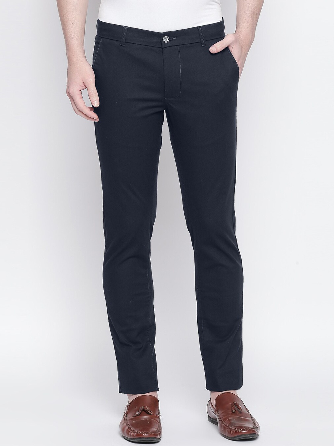 

Basics Men Navy Blue Tapered Fit Trousers