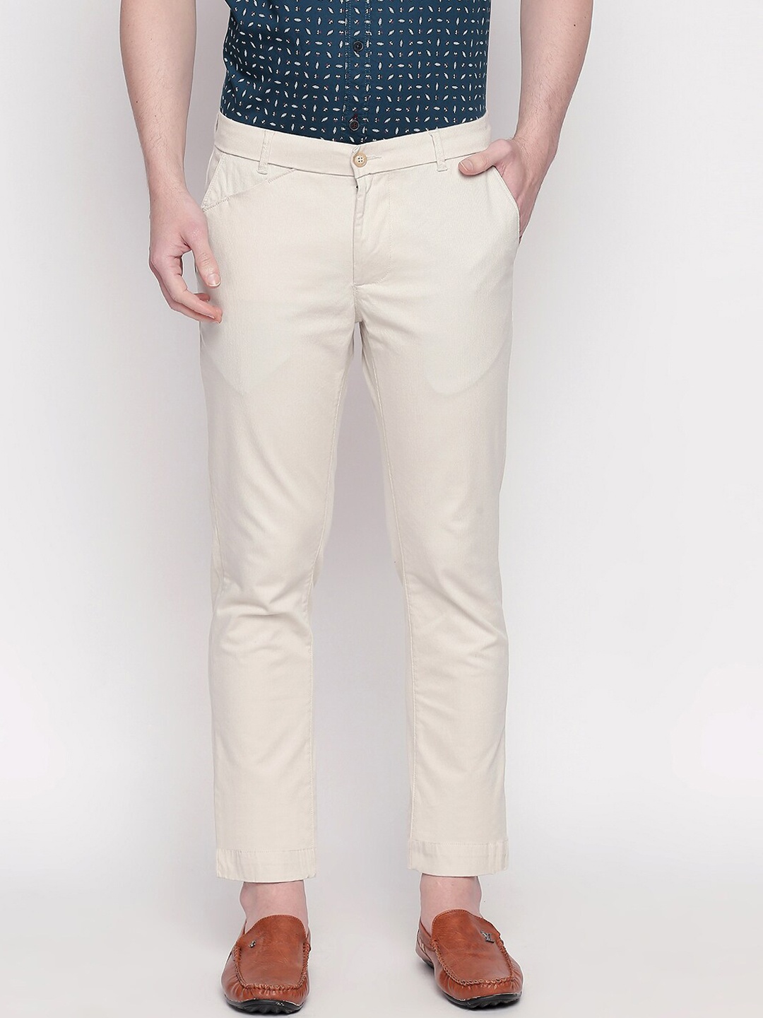 

Basics Men Beige Tapered Fit Trousers