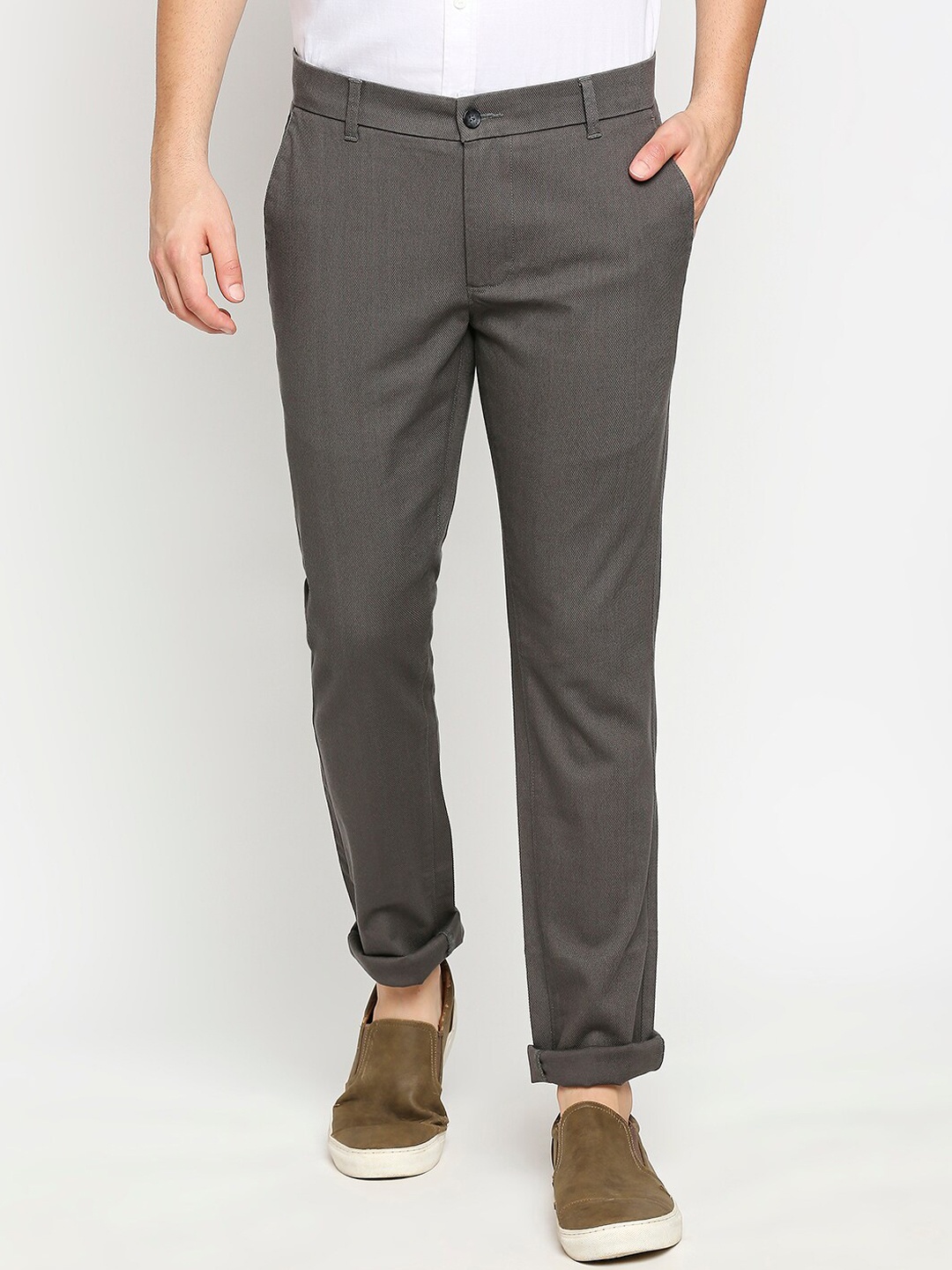 

Basics Men Charcoal Tapered Fit Trousers