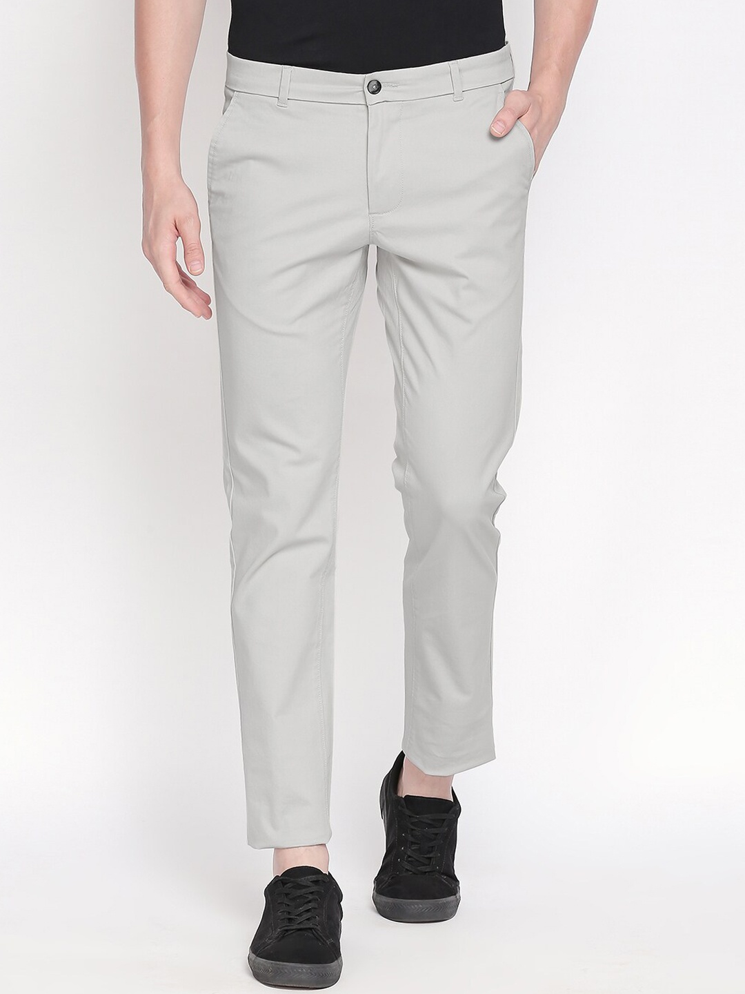 

Basics Men Off White Tapered Fit Trousers