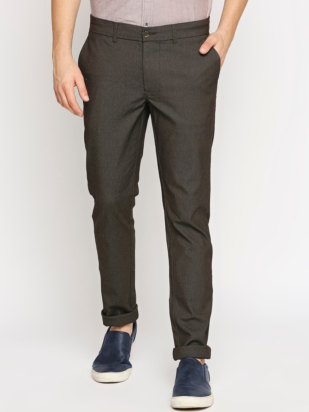 

Basics Men Coffee Brown Skinny Fit Low-Rise Trousers