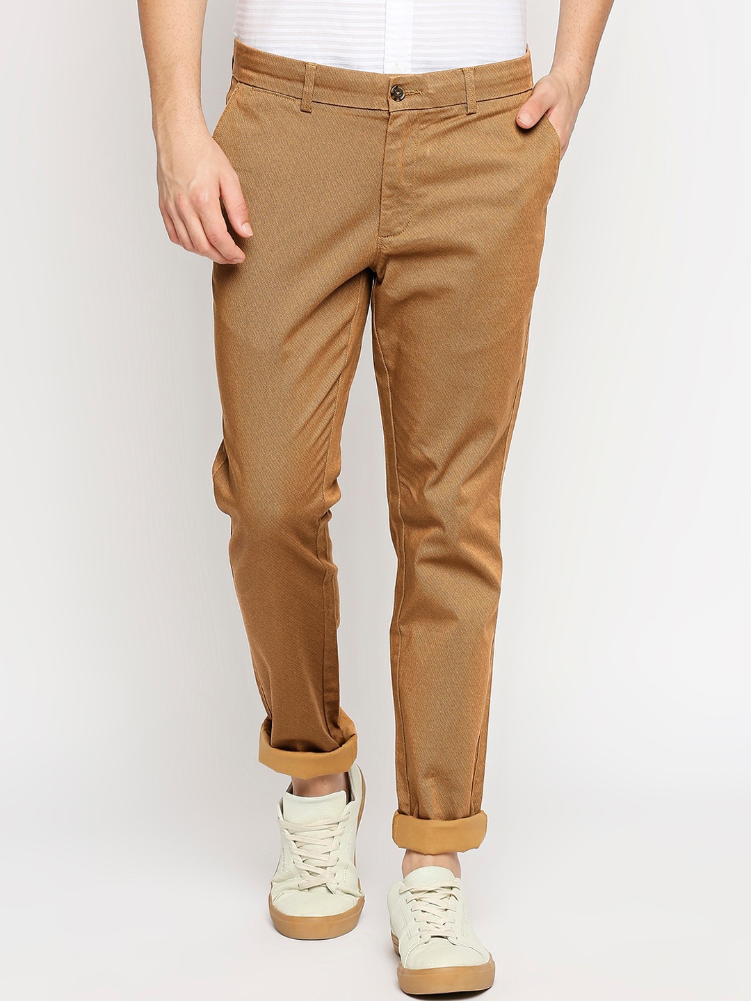 

Basics Men Brown Tapered Fit Chinos Trousers