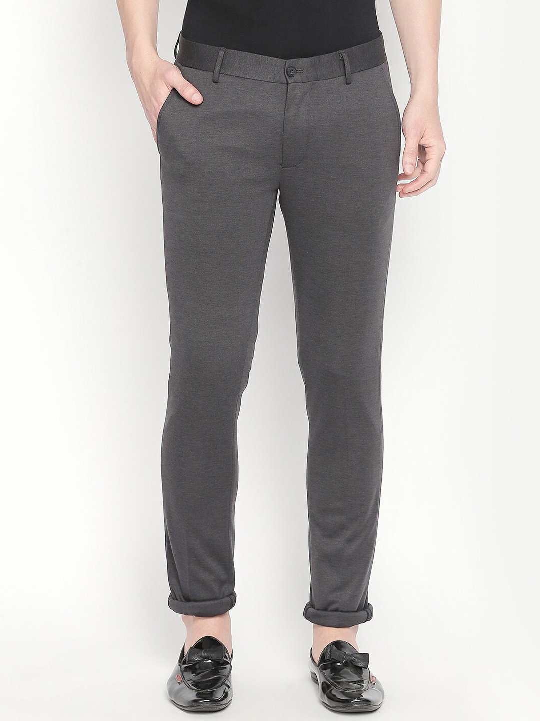 

Basics Men Charcoal Tapered Fit Trousers