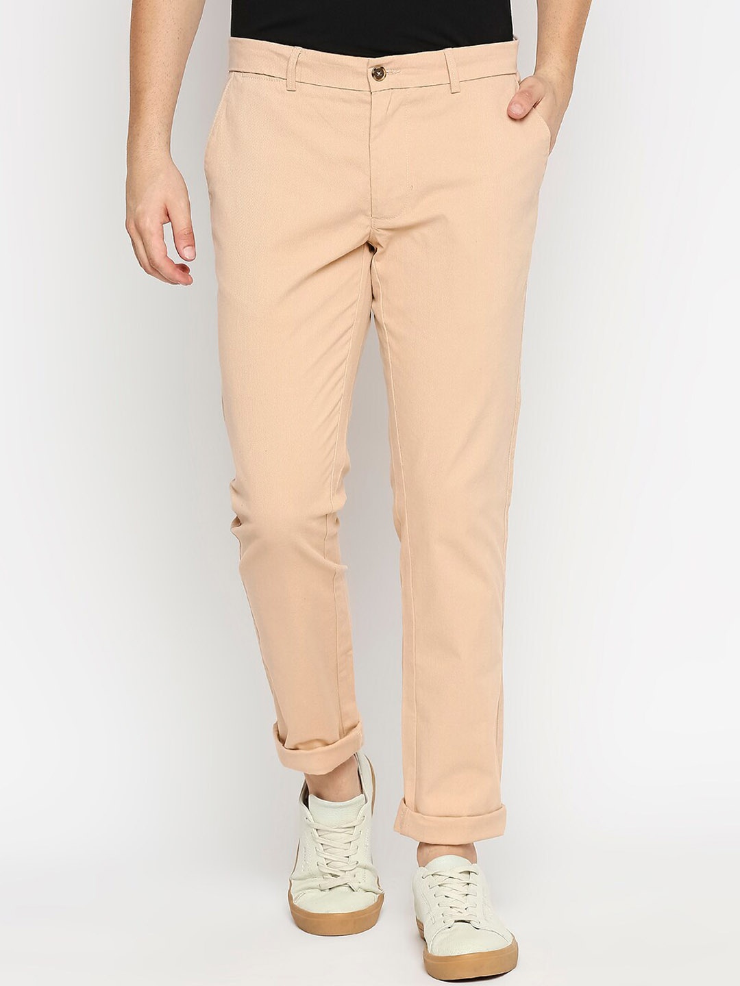 

Basics Men Orange Tapered Fit Trousers