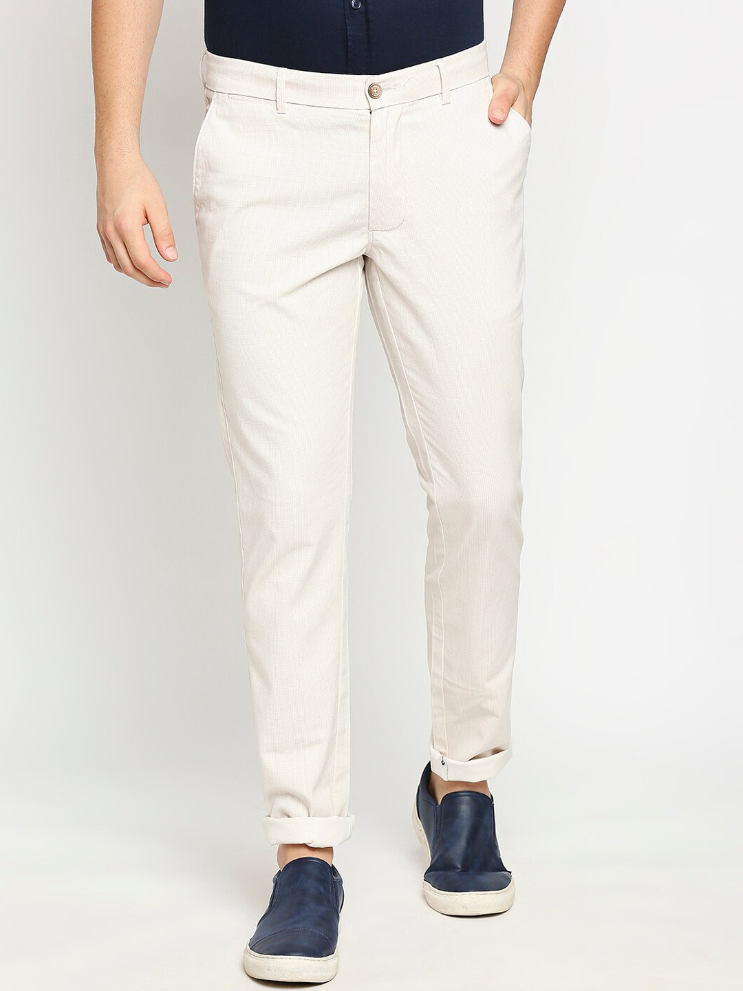 

Basics Men Off-White Tapered Fit Trousers