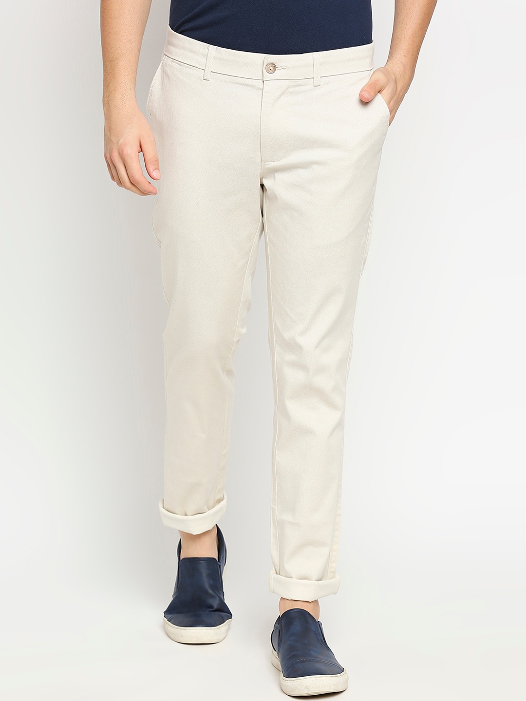 

Basics Men Beige Tapered Fit Trousers