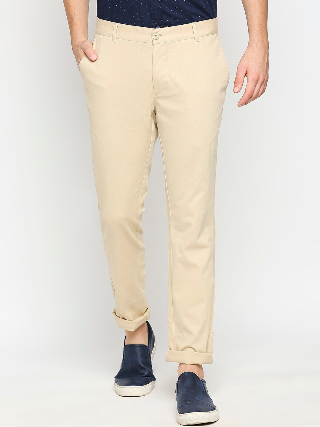 

Basics Men Beige Tapered Fit Trousers