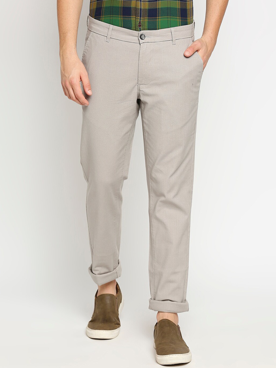 

Basics Men Grey Tapered Fit Trousers