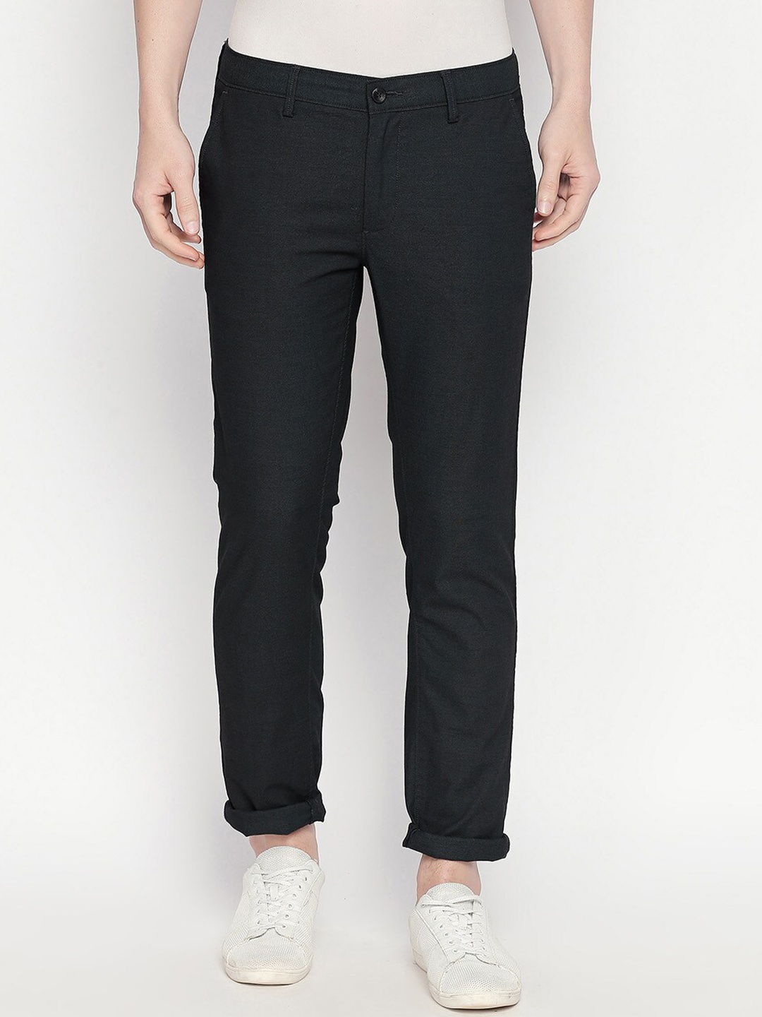 

Basics Men Navy Blue Tapered Fit Trousers