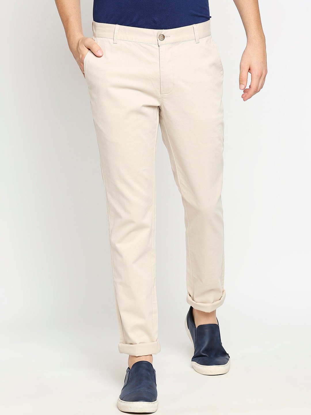 

Basics Men Beige Tapered Fit Trousers