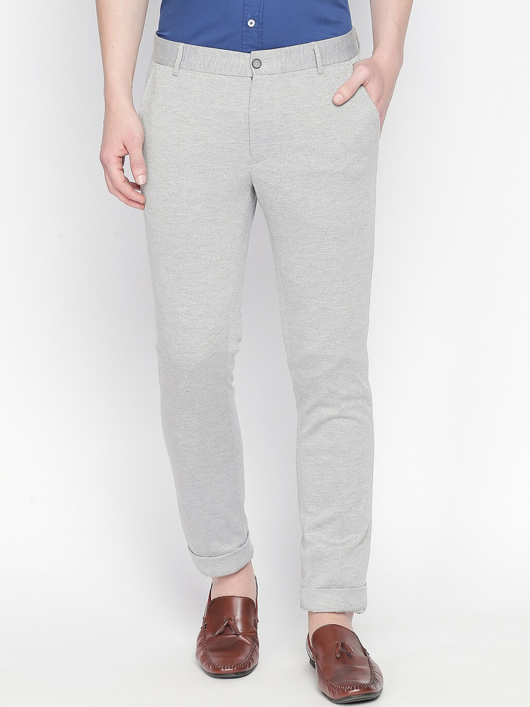 

Basics Men Grey Tapered Fit Trousers