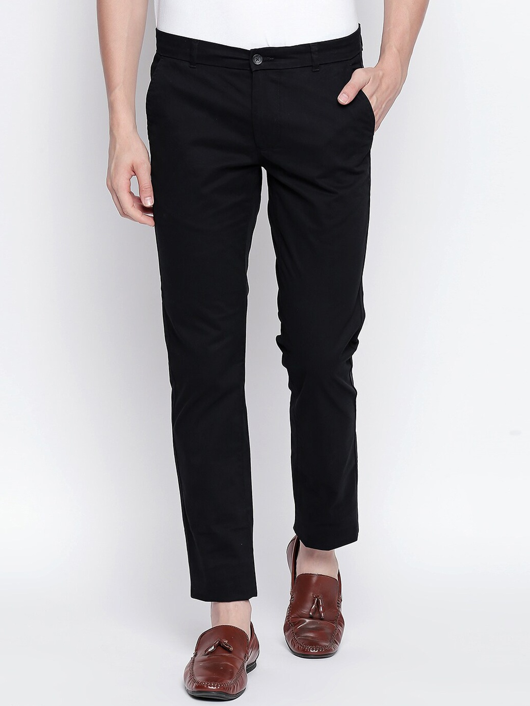 

Basics Men Black Tapered Fit Trousers