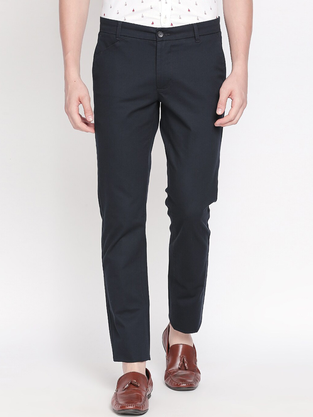 

Basics Men Navy Blue Tapered Fit Trousers