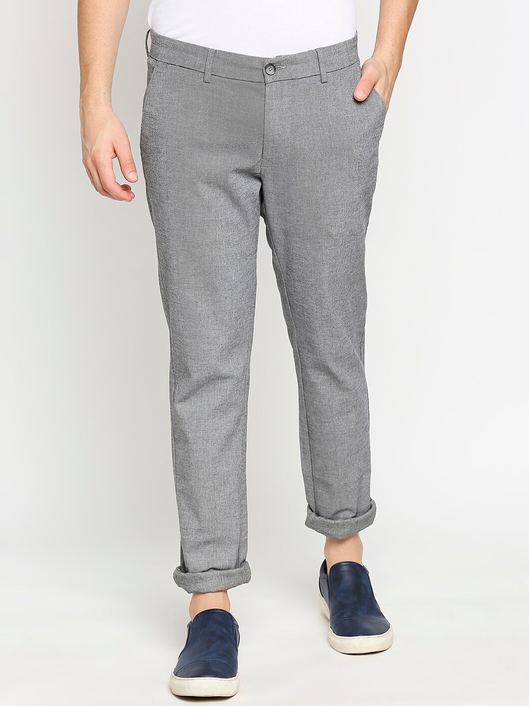 

Basics Men Grey Tapered Fit Trousers