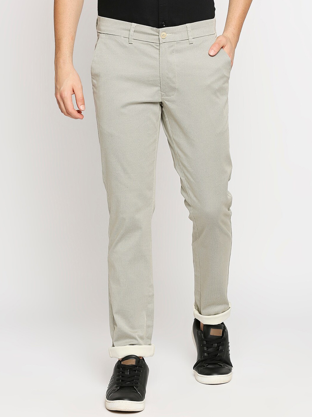 

Basics Men Beige Tapered Fit Trousers