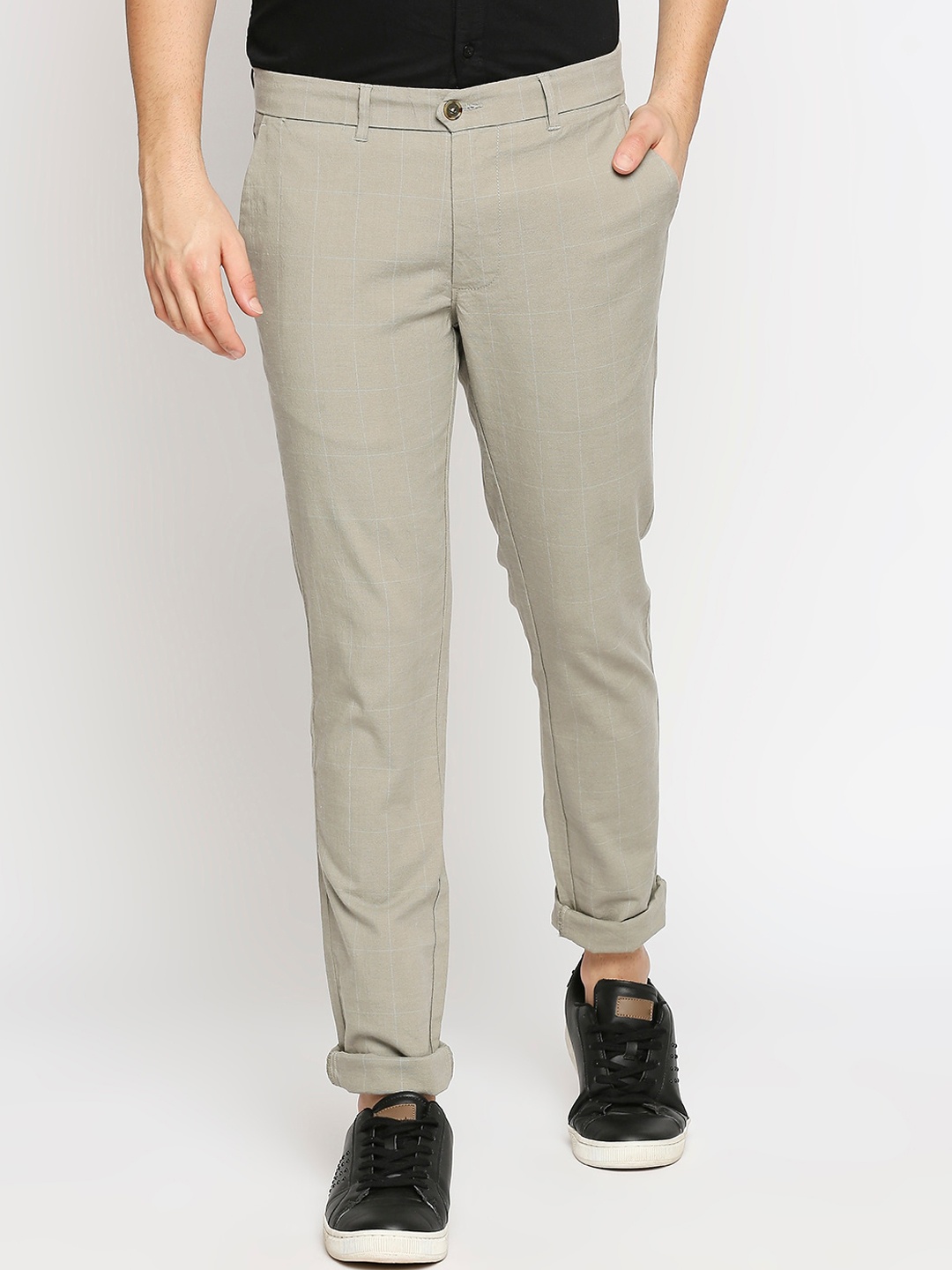 

Basics Men Beige Tapered Fit Trousers