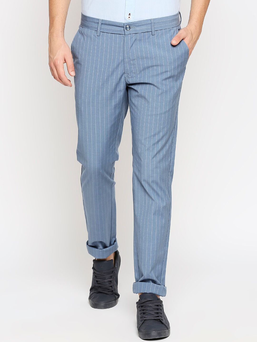 

Basics Men Blue Skinny Fit Low-Rise Trousers