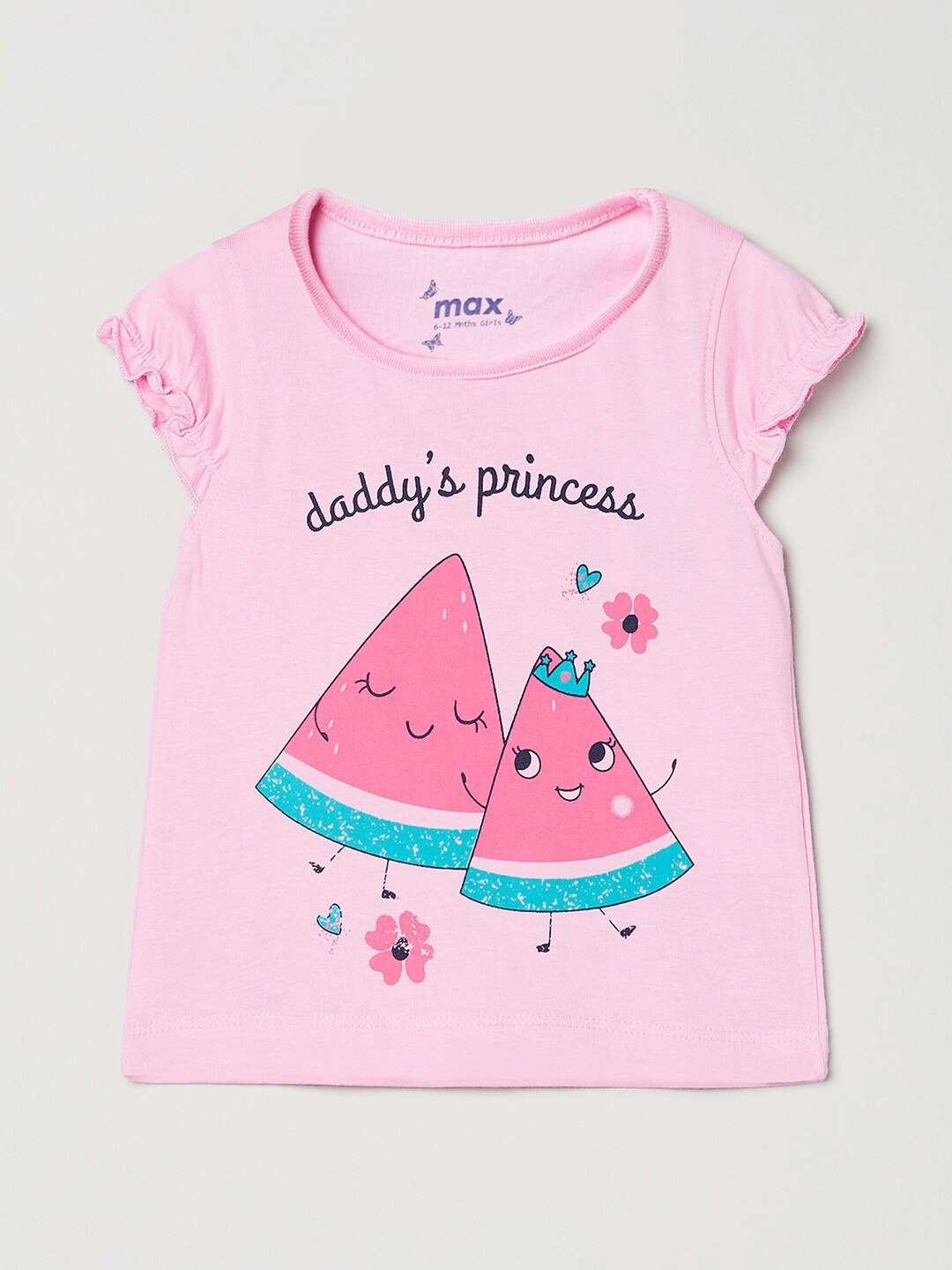 

max Girls Pink Printed T-shirt