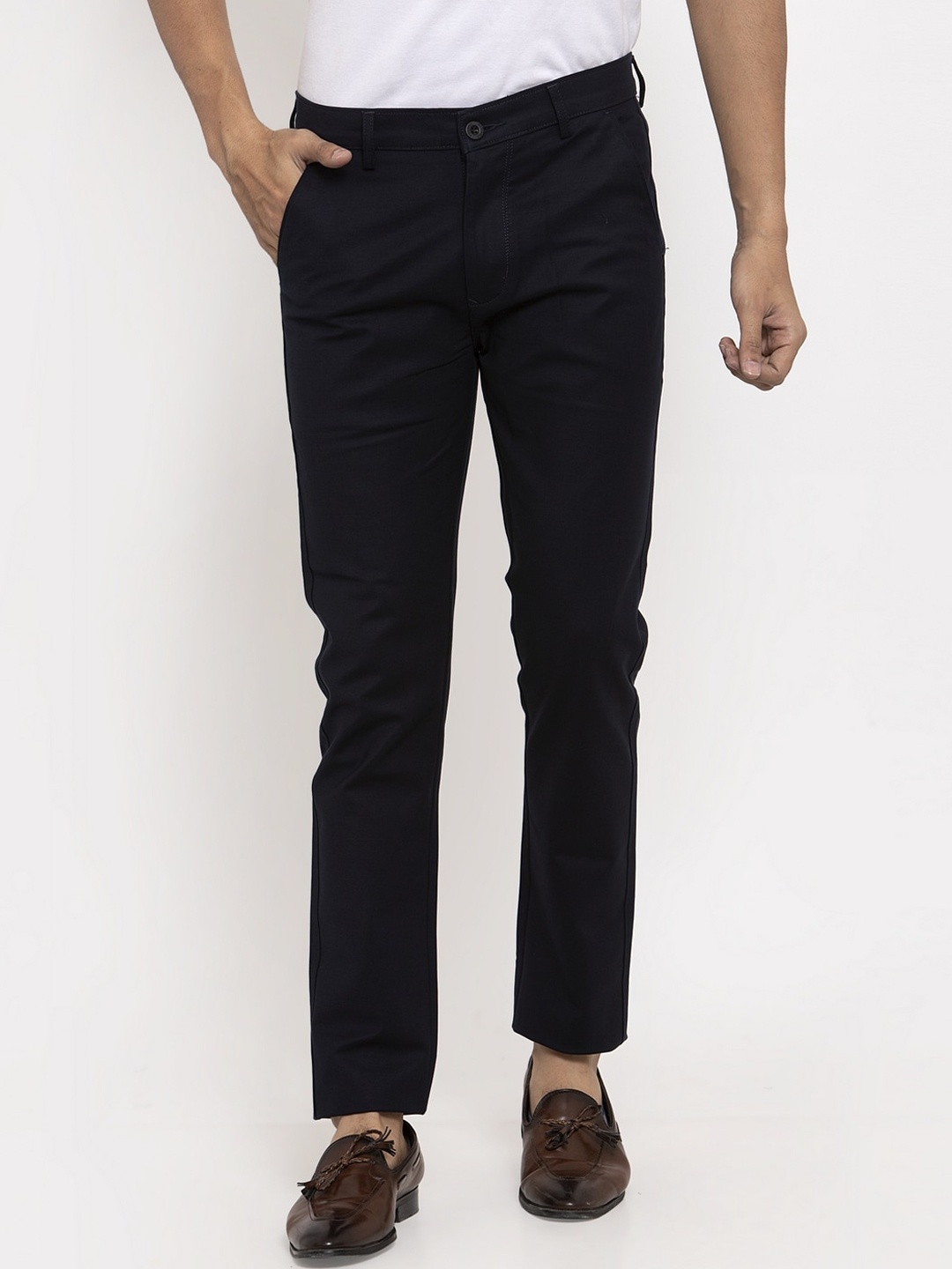 

Rodamo Men Navy Blue Slim Fit Trousers