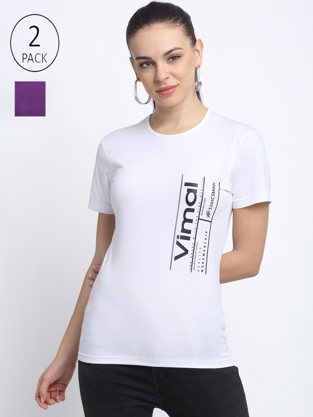

VIMAL JONNEY Women White Typography 2 Printed T-shirt