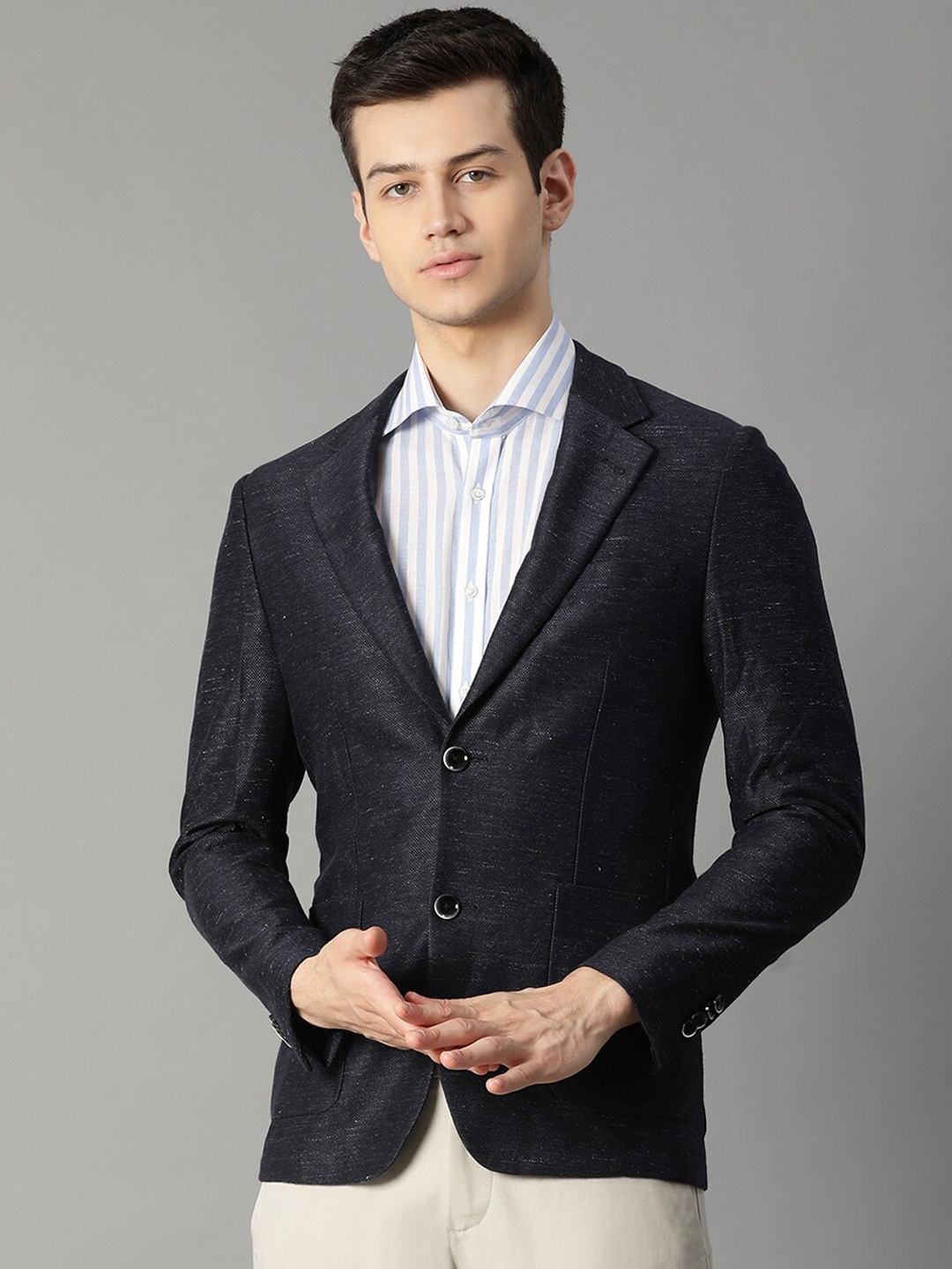 

Bruun & Stengade Navy Blue Notched Lapel Blazers