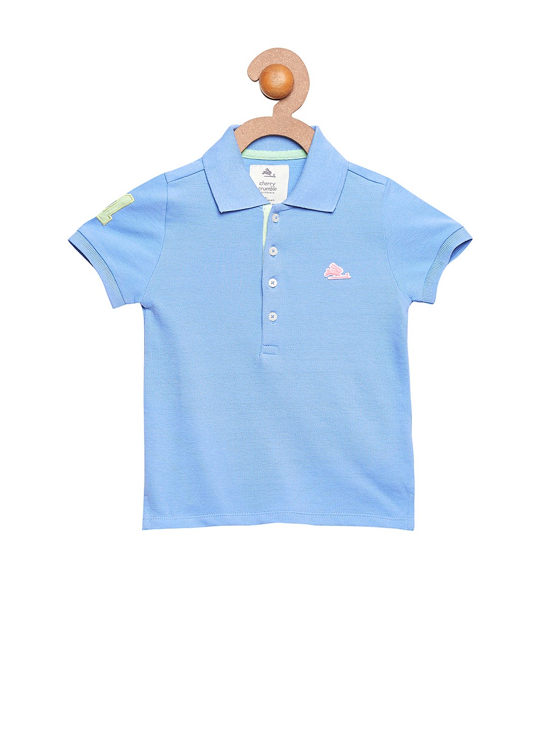 

Cherry Crumble Girls Blue Solid Polo T-shirt