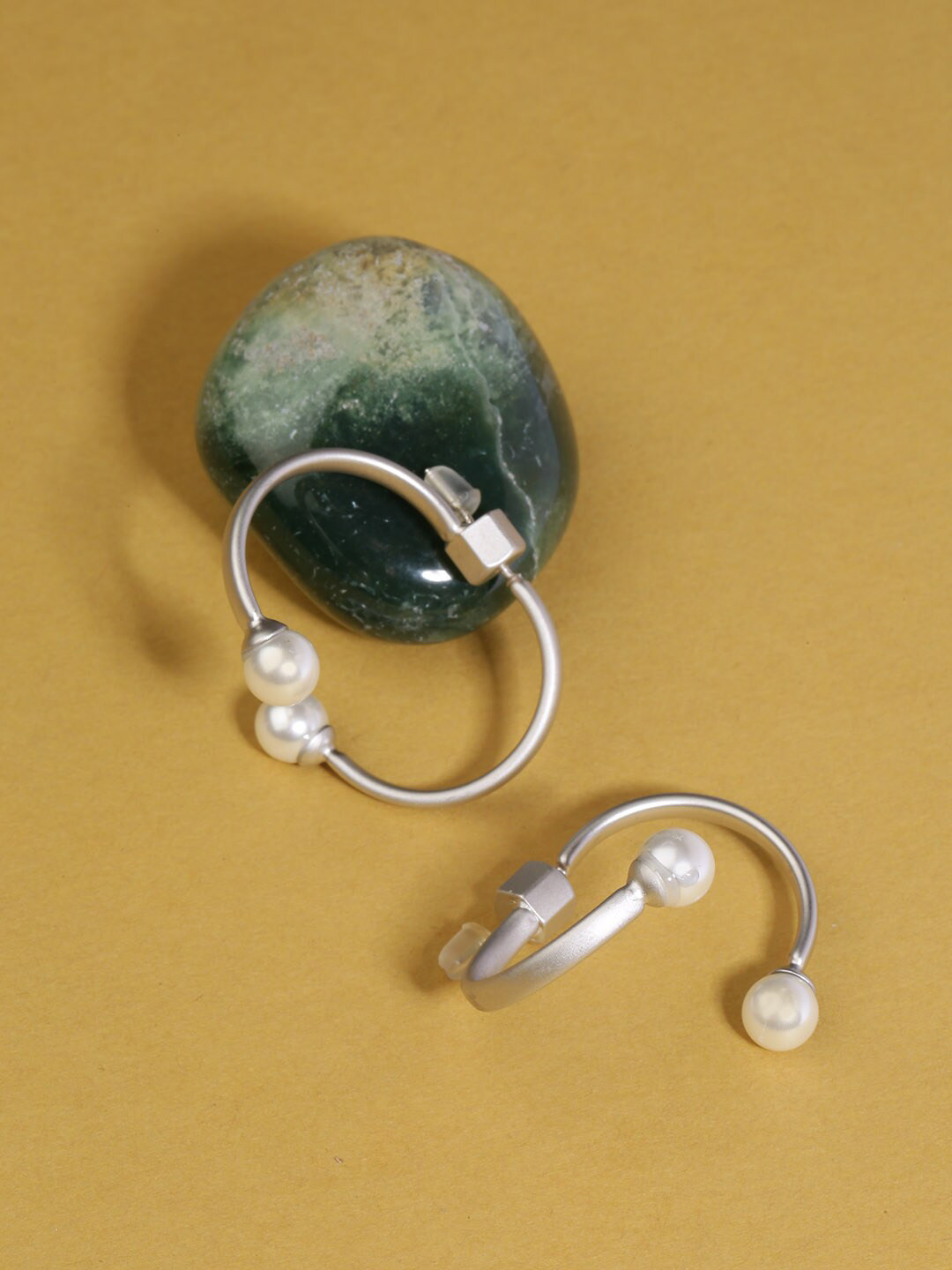 

Priyaasi Silver-Plated Pearl Studded Contemporary Drop Earrings