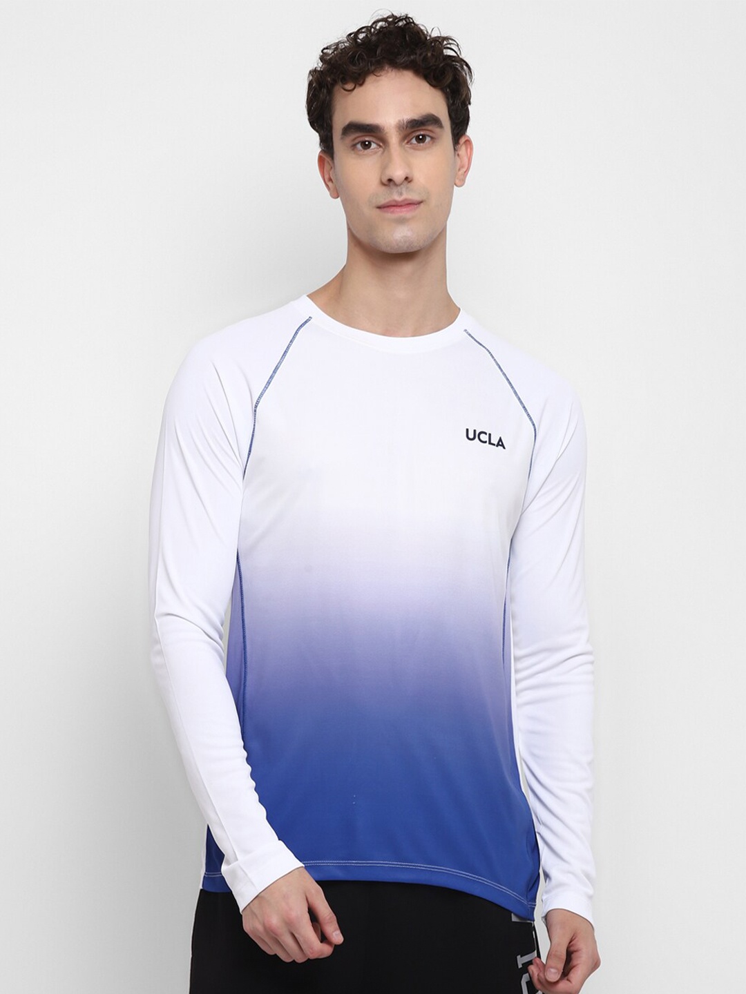 

UCLA Men White & Blue Tie and Die T-shirt