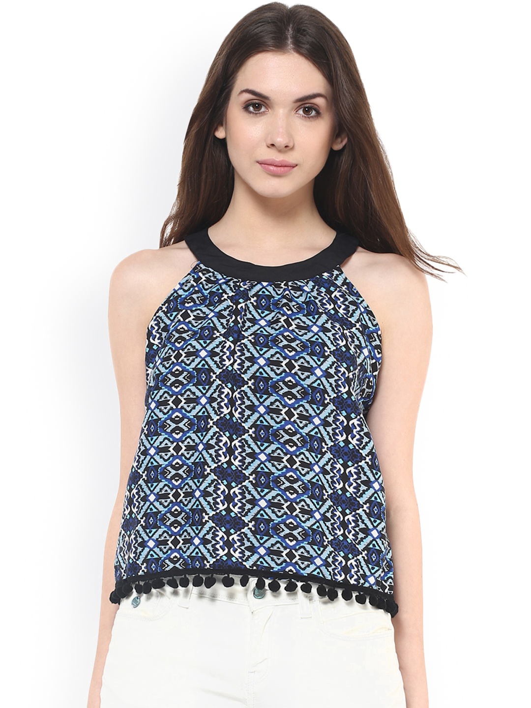 

Zima Leto Women Blue Printed Regular Top