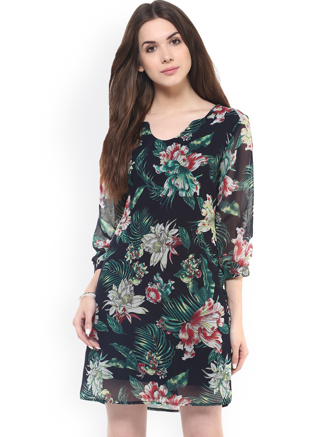

Zima Leto Women Green Printed Shift Dress