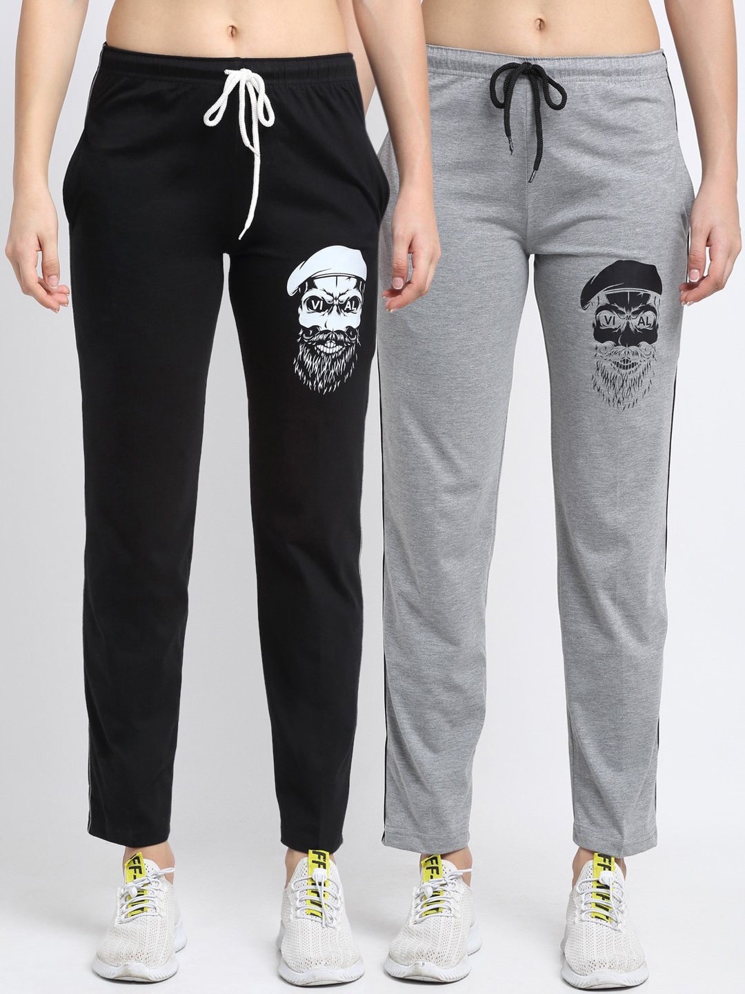 

VIMAL JONNEY Women Pack of 2 Track Pants, Grey