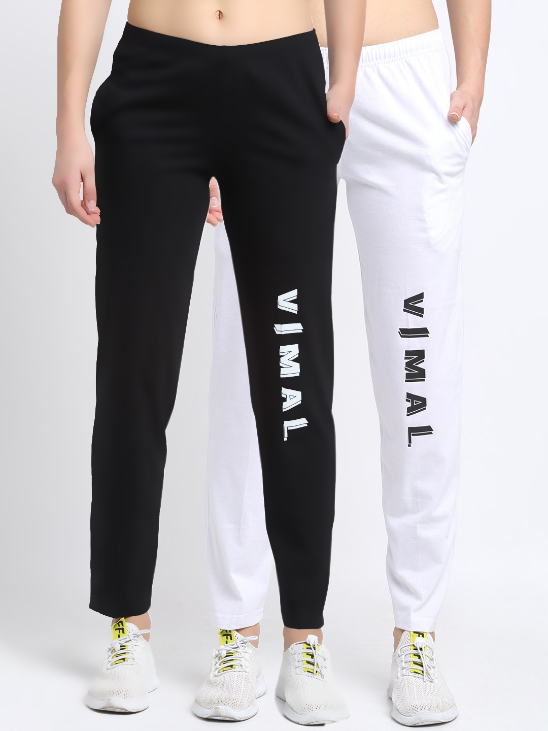 

VIMAL JONNEY Women Pack Of 2 Solid Track Pants, Black