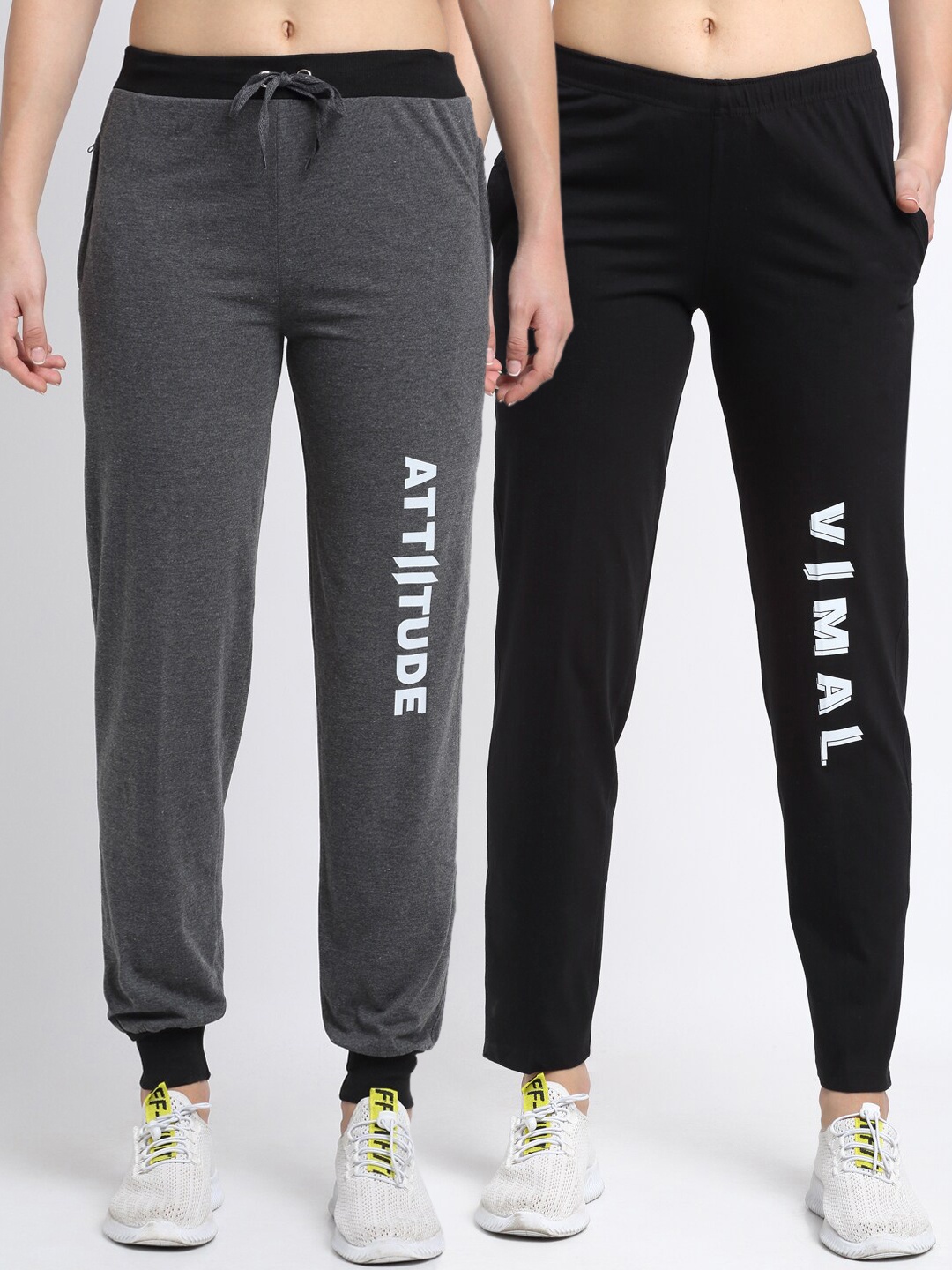 

VIMAL JONNEY Women Pack Of 2 Track Pants, Grey