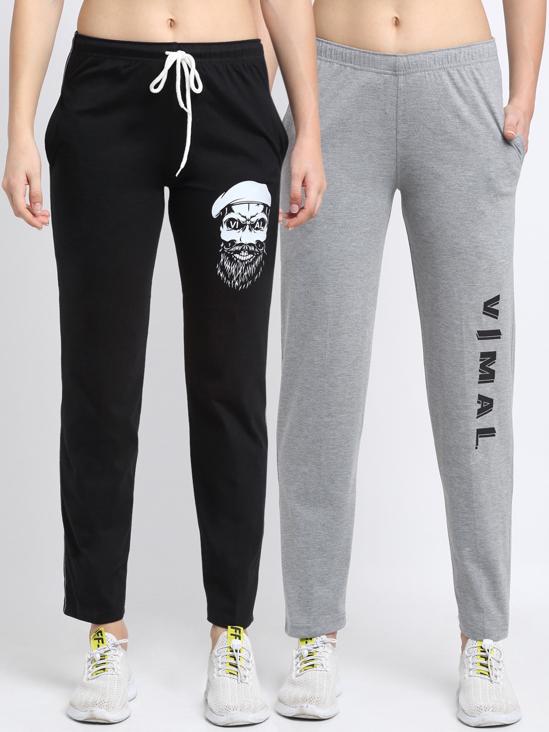 

VIMAL JONNEY Women Pack Of 2 Track Pants, Black