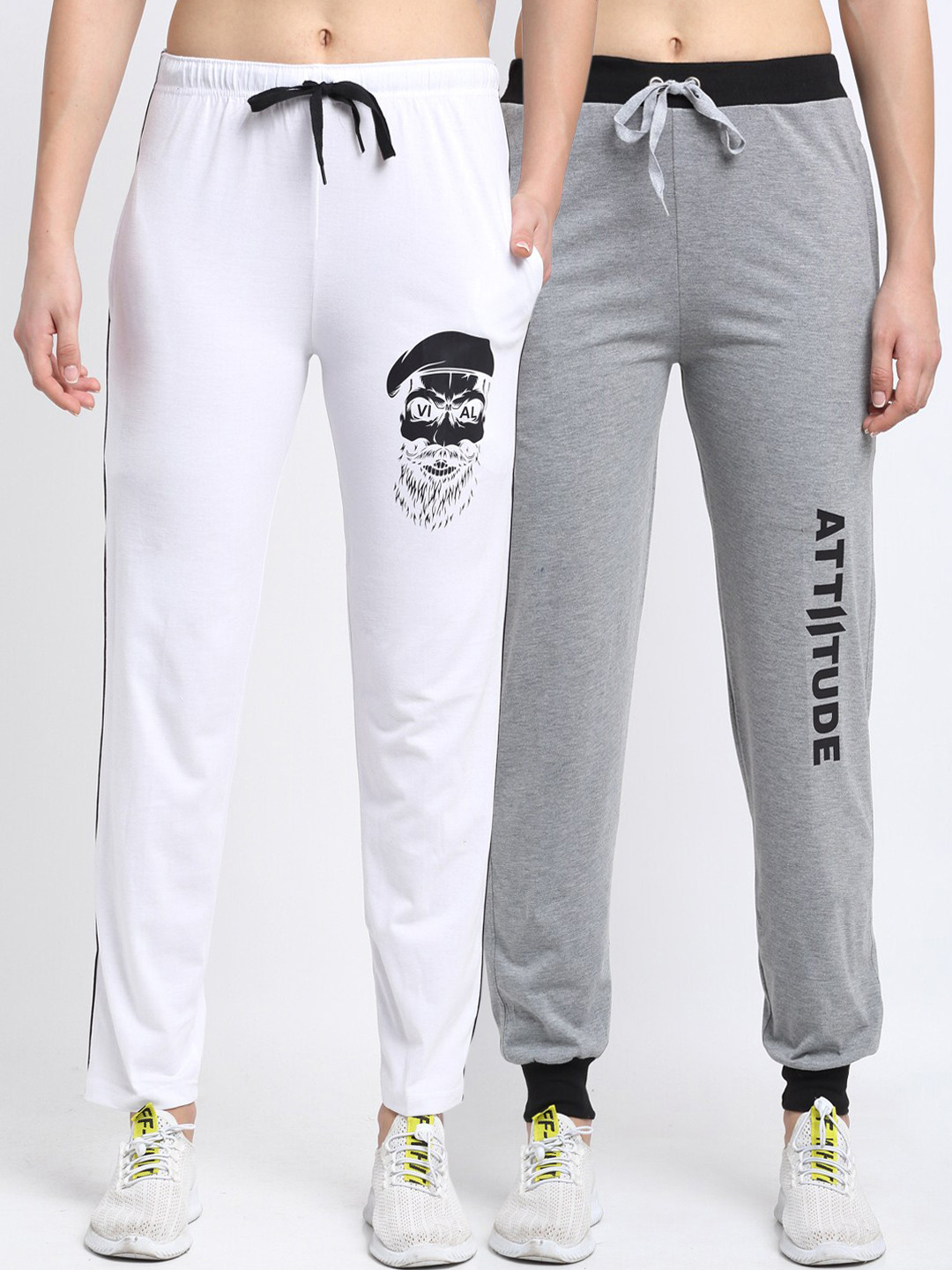 

VIMAL JONNEY Women Pack Of 2 Track Pants, White