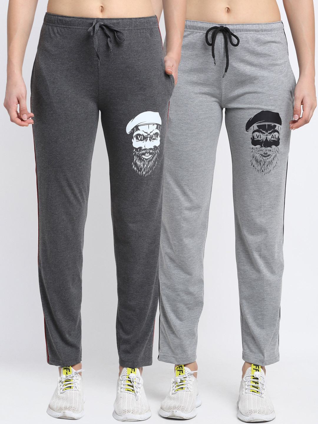 

VIMAL JONNEY Women Pack Of 2 Grey Solid Track Pants