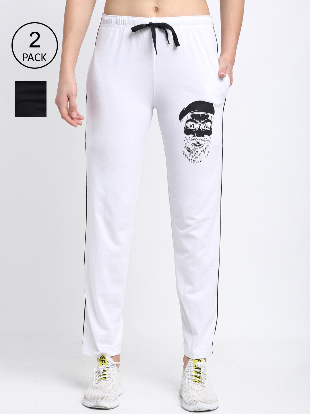 

VIMAL JONNEY Women Pack Of 2 Track Pants, White
