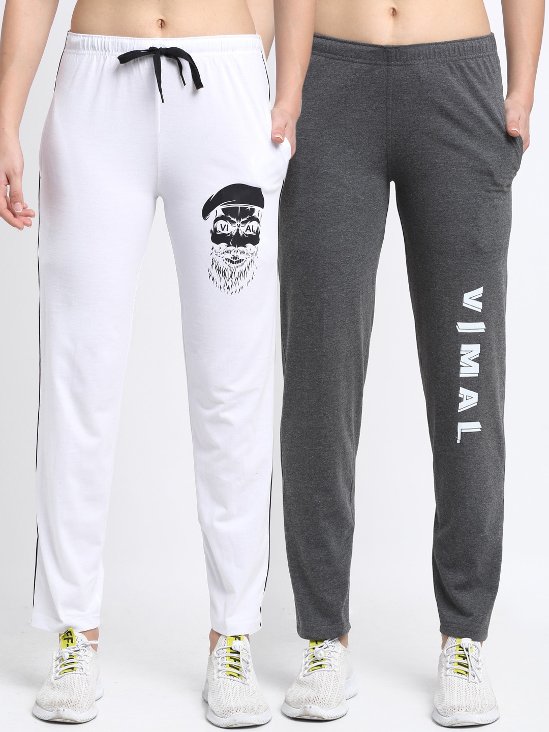 

VIMAL JONNEY Women Pack Of 2 Solid Track Pants, White