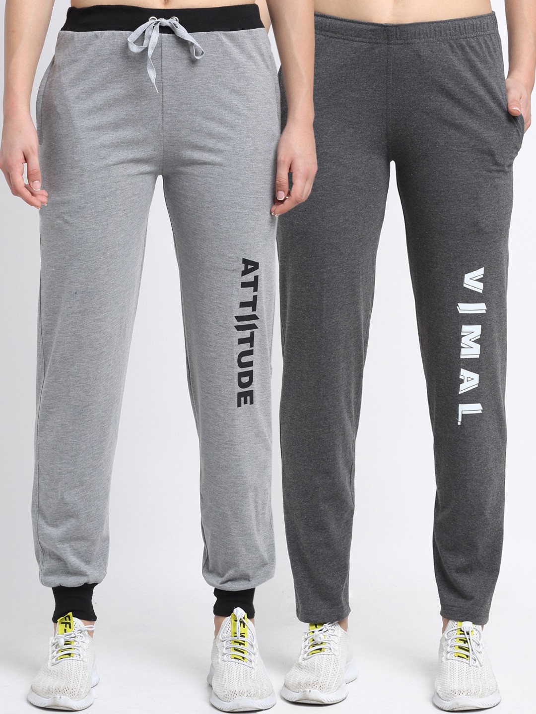 

VIMAL JONNEY Women Pack Of 2 Grey Solid Track Pants