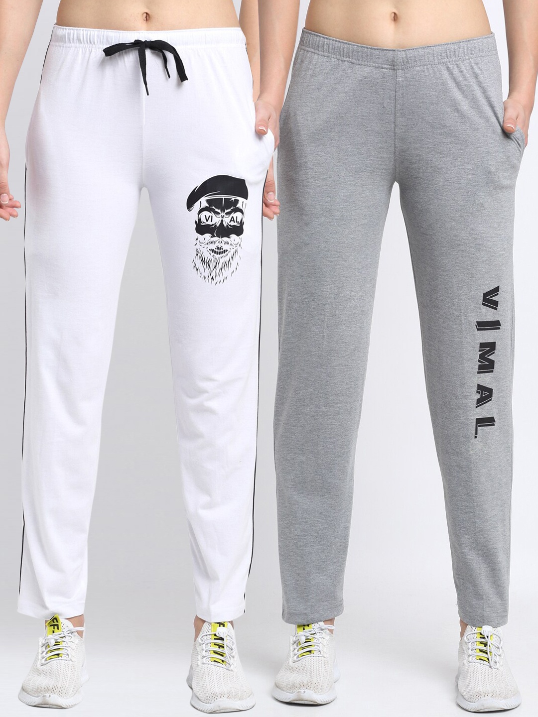 

VIMAL JONNEY Women Pack Of 2 Solid Track Pants, White
