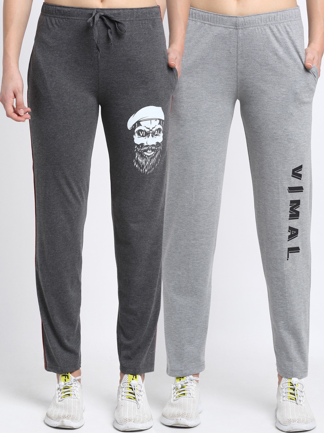 

VIMAL JONNEY Women Pack Of 2 Grey Solid Track Pants