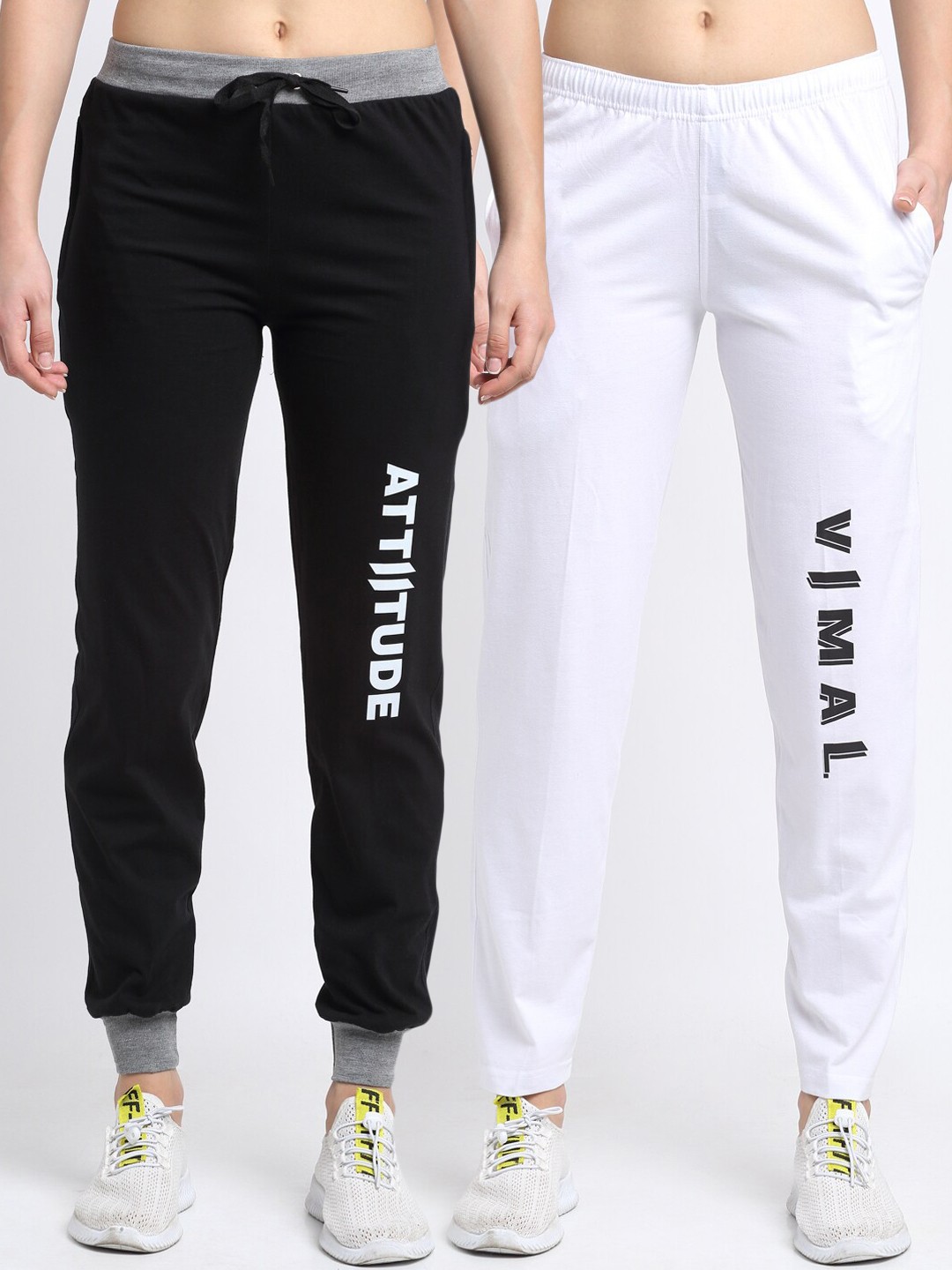 

VIMAL JONNEY Women Pack Of 2 Track Pants, Black